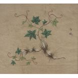 19th century Chinese School, seven ink and colour on paper studies of flora, each titled, 27.5x31cm,