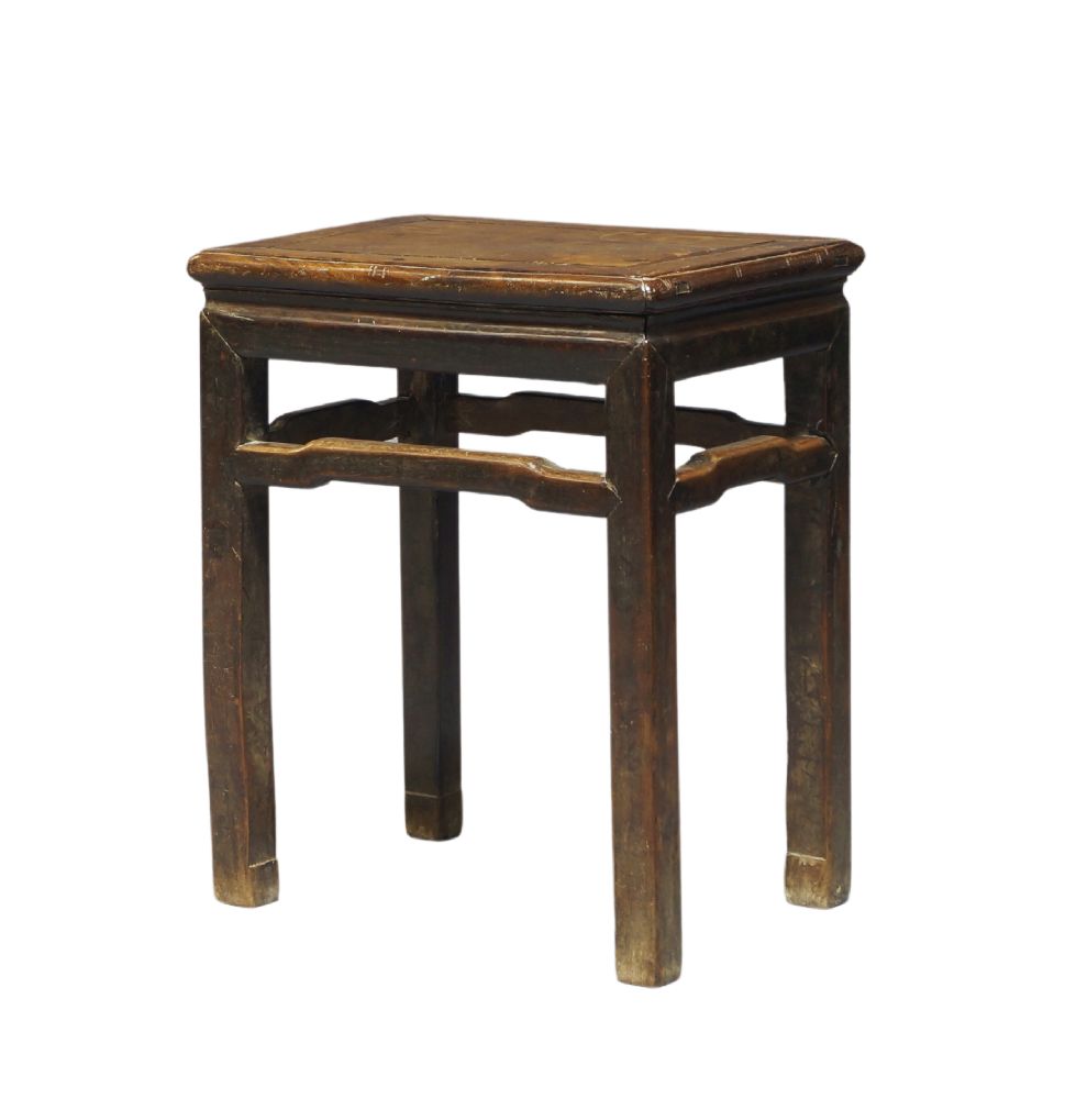 A Chinese hardwood rectangular side table, 19th century, with pierced frieze on square supports,