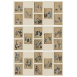 A set of twenty-four Chinese miniature portrait studies on silk, early 20th century, depicting