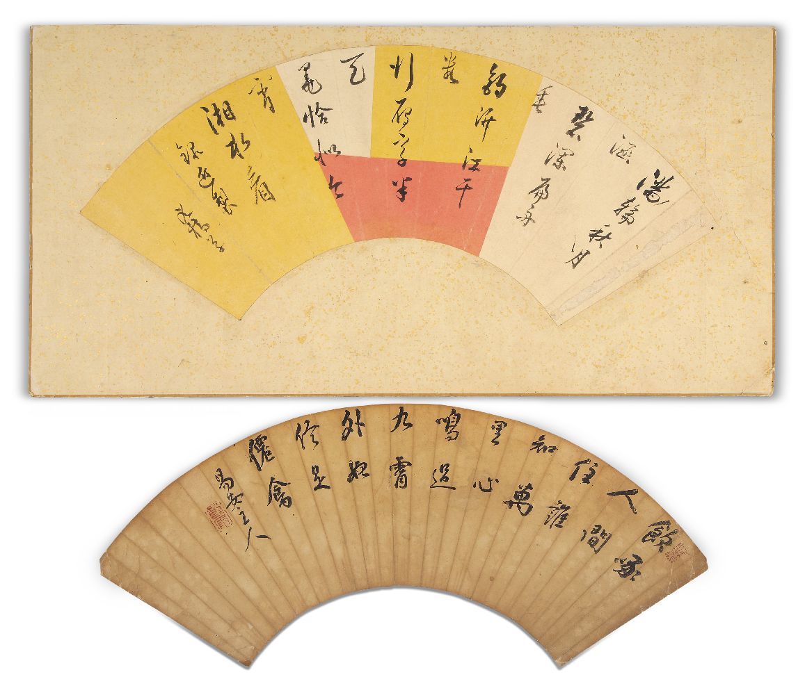 A collection of Chinese paintings, 19th-early 20th century, to include two paper fans inscribed with