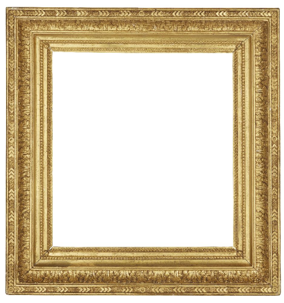 A French Gilded Composition Neo-Classical Frame, late 18th century, with rais-de-coeur sight edge,