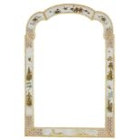 A Parcel Gilded and Reverse Painted Glass Mounted Chinoiserie Style Frame, late 20th century, of