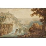 Attributed to Franz Kaisermann, Swiss 1765-1833- Falls of Tivoli; pencil and watercolour on paper,
