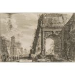 Giovanni Battista Piranesi, Italian 1720-1778- Veduta dell'Arco di Tito; And Veduta del Tempio detto