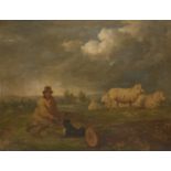 George Morland, British 1763-1804- The sheepdog's reward; oil on panel, signed and dated '1792' (