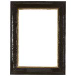 An Italian Black Painted and Parcel Gilded Cassetta Frame, late 16th / early 17th Century, with ogee