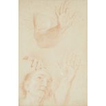 French School, 18th Century- Studies of hands and a woman's face; And Studies of Hands; each red