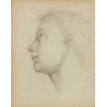 Italian School, early 18th Century- Head study of a woman in profile; pencil on paper, 20 x 16 cm.