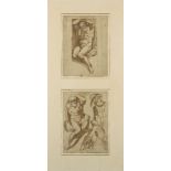 Bolognese School, 18th century- Male nude figures; pen and brown ink and wash on laid paper, a pair,
