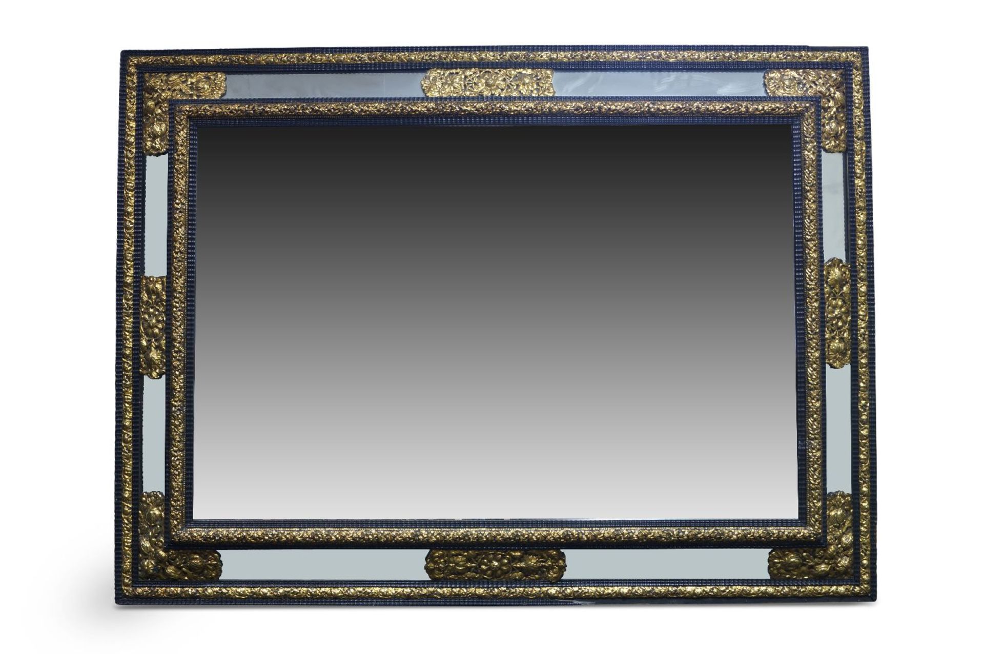 A Dutch ripple moulded and gilt repousse mounted wall mirror, mid-late 19th century, of