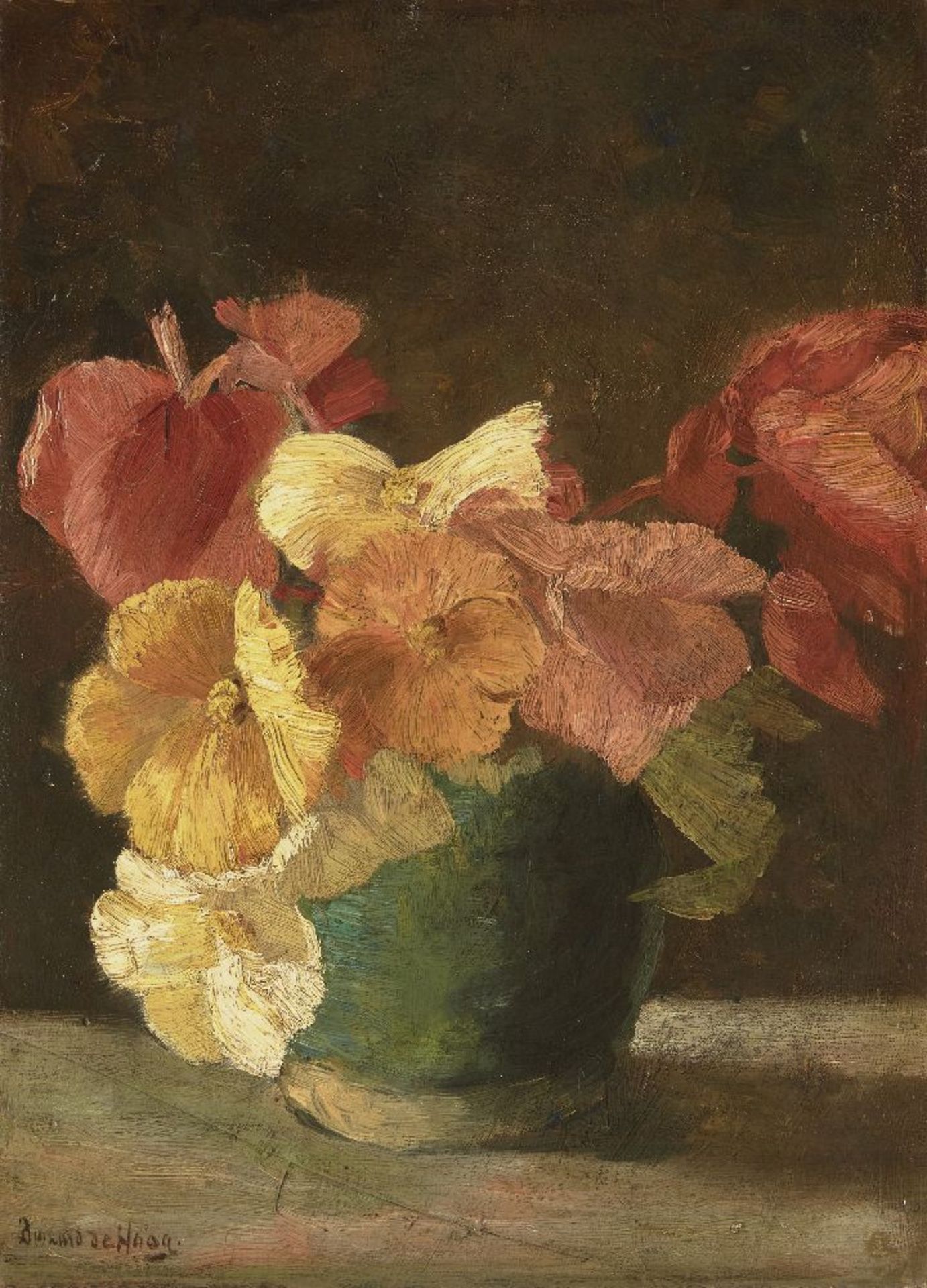 Bernard Johann de Hoog, Dutch 1866/67-1943- Floral still life; oil on board, signed, 39.5x29cm