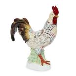 A large modern Herend porcelain model of a cockerel, blue printed factory mark, various letter and