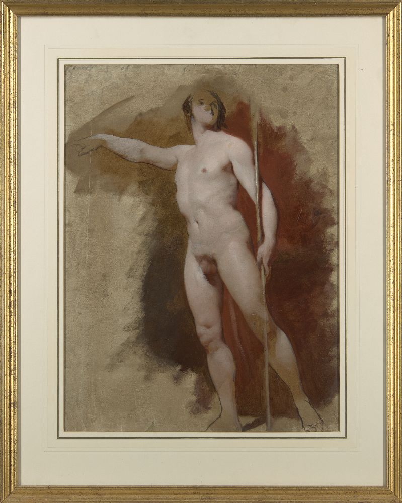 Studio of William Etty RA, British 1787-1849- Seated and standing male nudes; oil on card, two, - Bild 2 aus 6