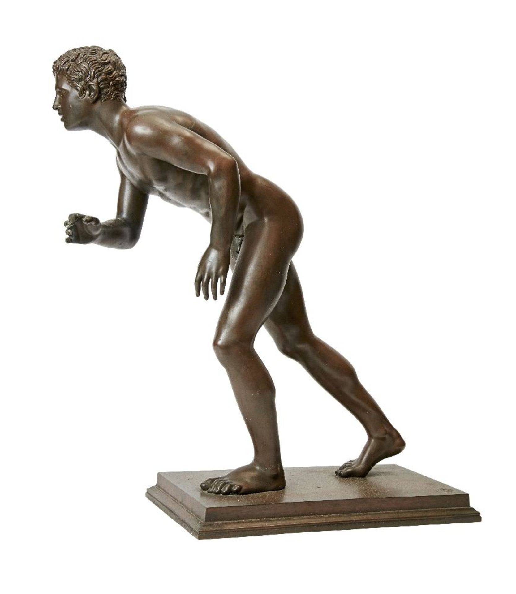 A large Neapolitan bronze model of an athlete, early 20th century, after the antique, cast by