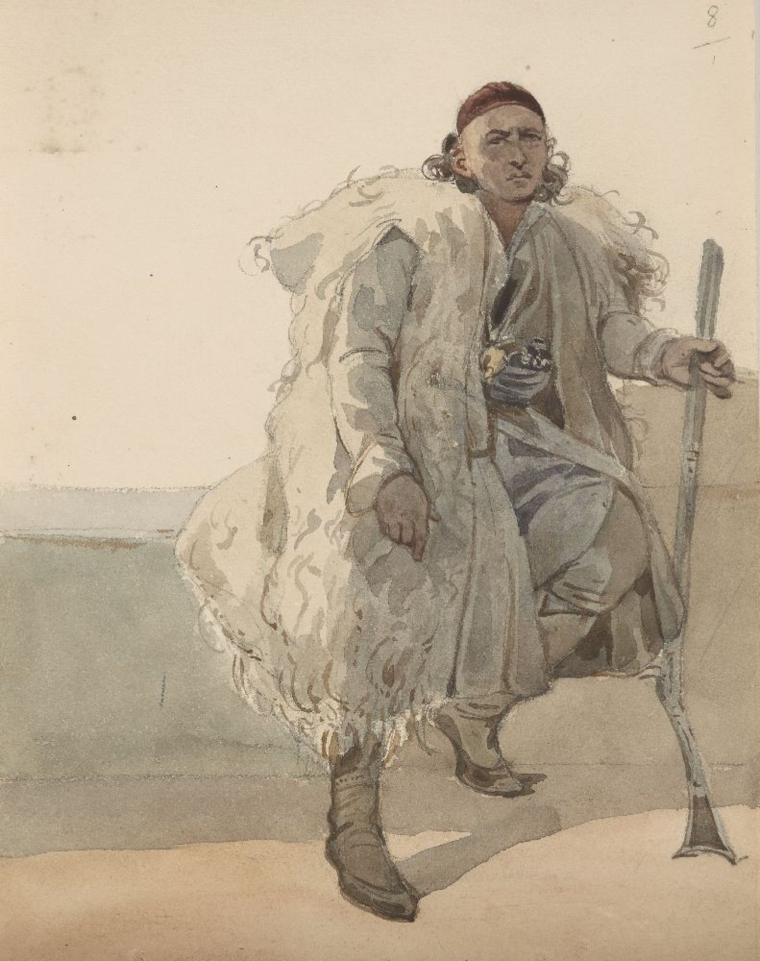 Léon Dux, French, c.1840-c.1920- Collection of military studies; pen and black ink and watercolours, - Image 2 of 5
