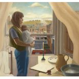 Lesley Banks, Scottish b.1962 - Mother and Baby, 1994; oil on canvas, signed and dated lower