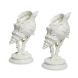 A pair of Wedgwood Etruria models of conch shells and coral, late 20th century, 24cm high (2)Very