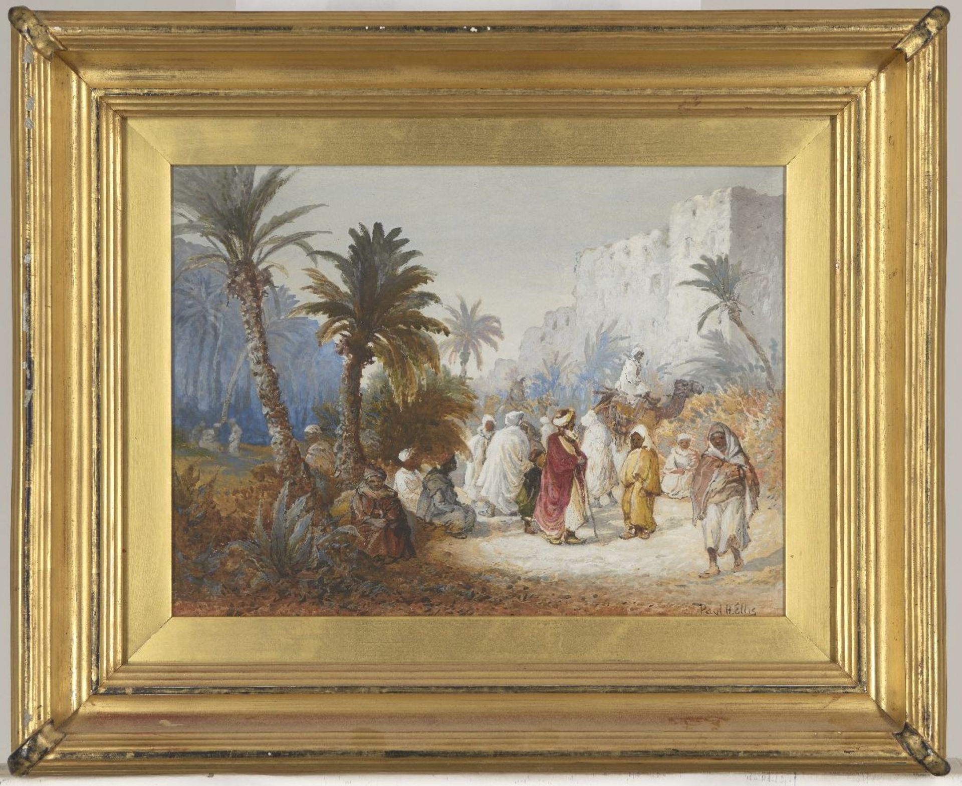 Paul H Ellis, British act. 1882-1908- Lane Scene, Bisrere, Algeria; watercolour, signed, 27x37.5cm - Image 2 of 3