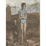 After Pablo Picasso, Spanish 1881-1973- Jeune acrobate et enfant; reproduction printed in colours,