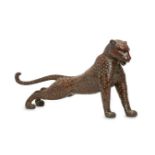 Donald Greig, South African, b.1959, a bronze model of a stretching leopard, 2003, edition 15/20,