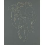 Hans Erni, Swiss 1909-2015- Two figures; lithograph in olive green, signed and inscribed in