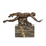 After Pierre-Felix Fix-Masseau, French, 1869-1937, late 20th century, a bronze model of a diving