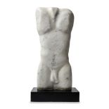 Bill Davies, South African, 1933-2021, a marble model of a male torso, signed BILL ∆ 76, on a