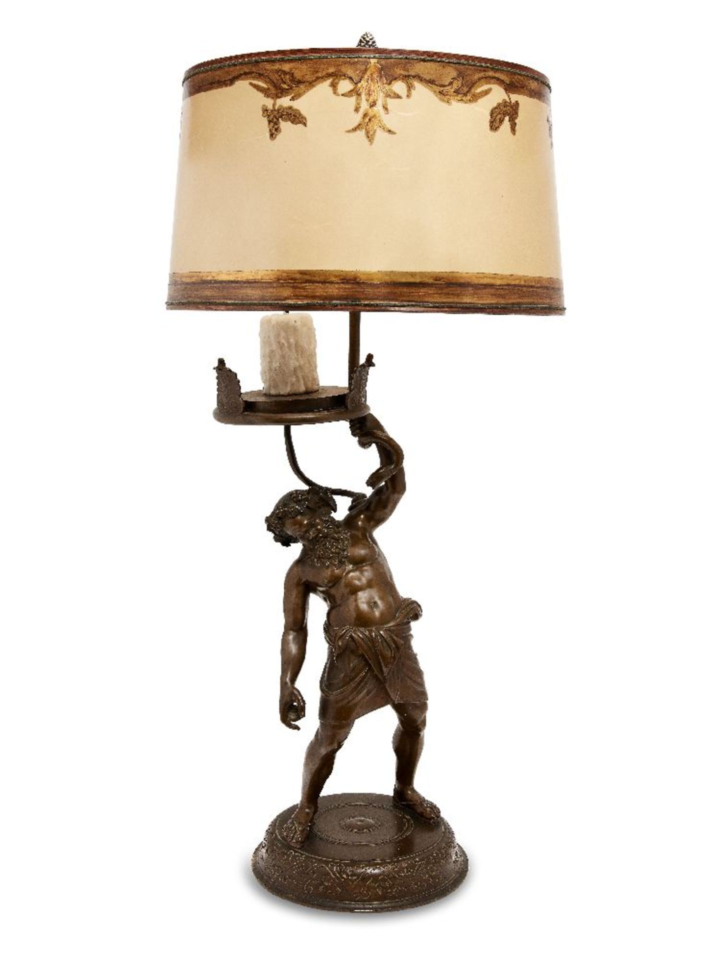 An Italian bronze model of Silenus, c.1900, after the antique, converted to a lamp, 60cm high