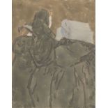 Gwen John, British 1876-1939 - Two Women and a Nun in a Church, late 1910s-early 1920s; gouache