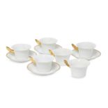 A Rosenthal Versace Medallion Meandre D’Or part coffee service, comprising four cups and four