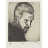Stephen Conroy, Scottish b.1964- Head study of a man turned to the right looking downwards; etching,