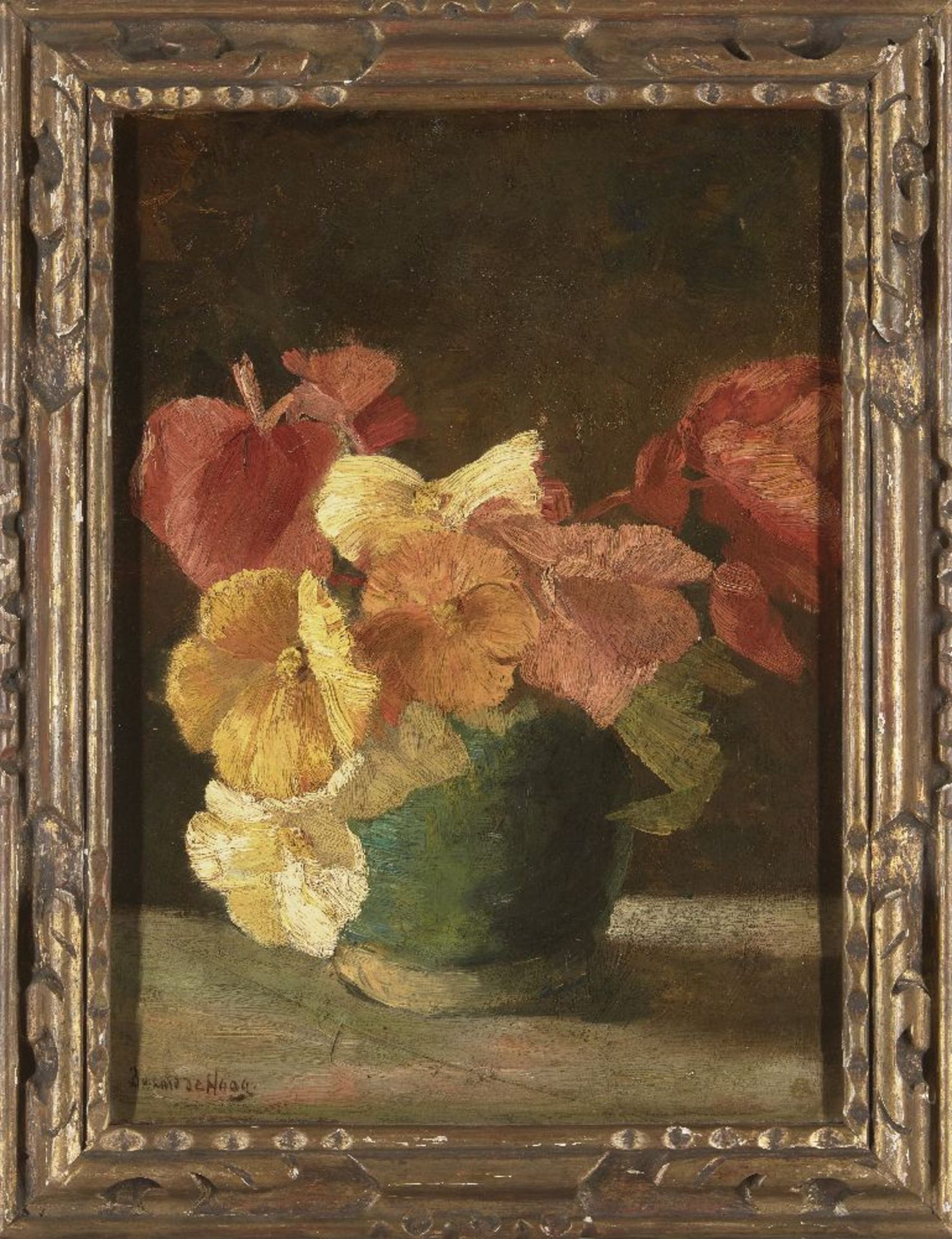 Bernard Johann de Hoog, Dutch 1866/67-1943- Floral still life; oil on board, signed, 39.5x29cm - Bild 2 aus 3