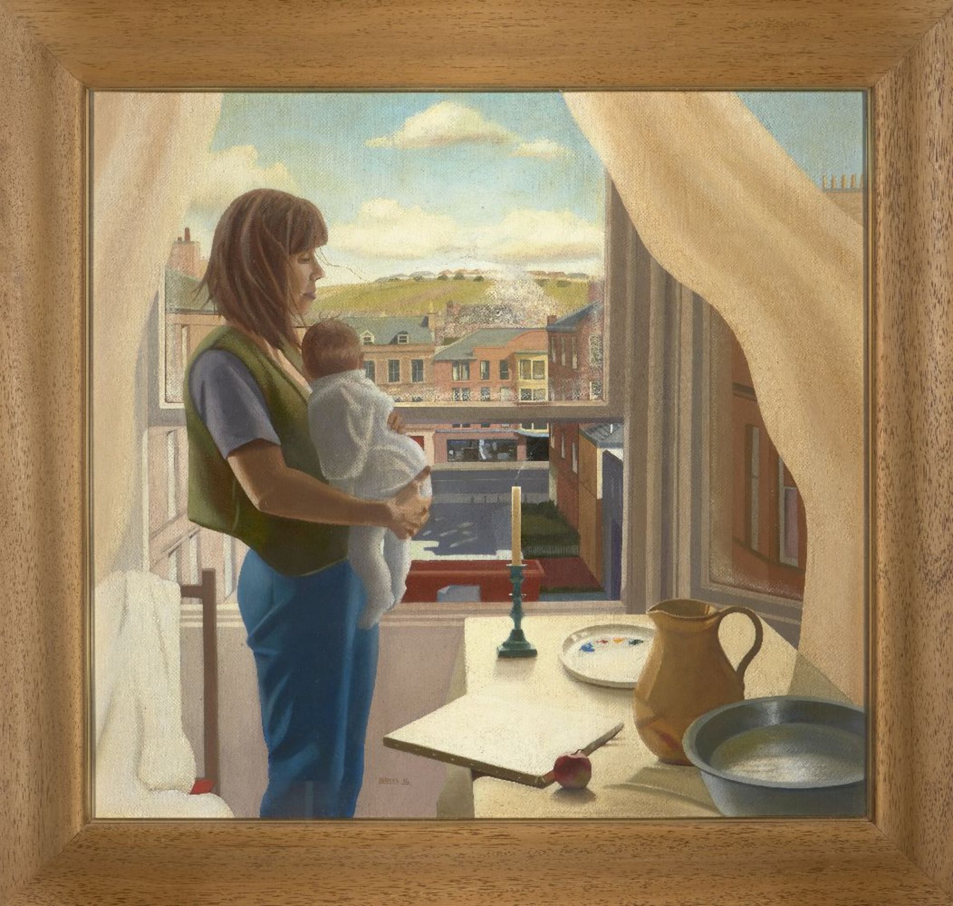 Lesley Banks, Scottish b.1962 - Mother and Baby, 1994; oil on canvas, signed and dated lower - Image 2 of 3