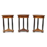 Three French Empire style tripod pedestal tables, of recent manufacture, of circular form, each