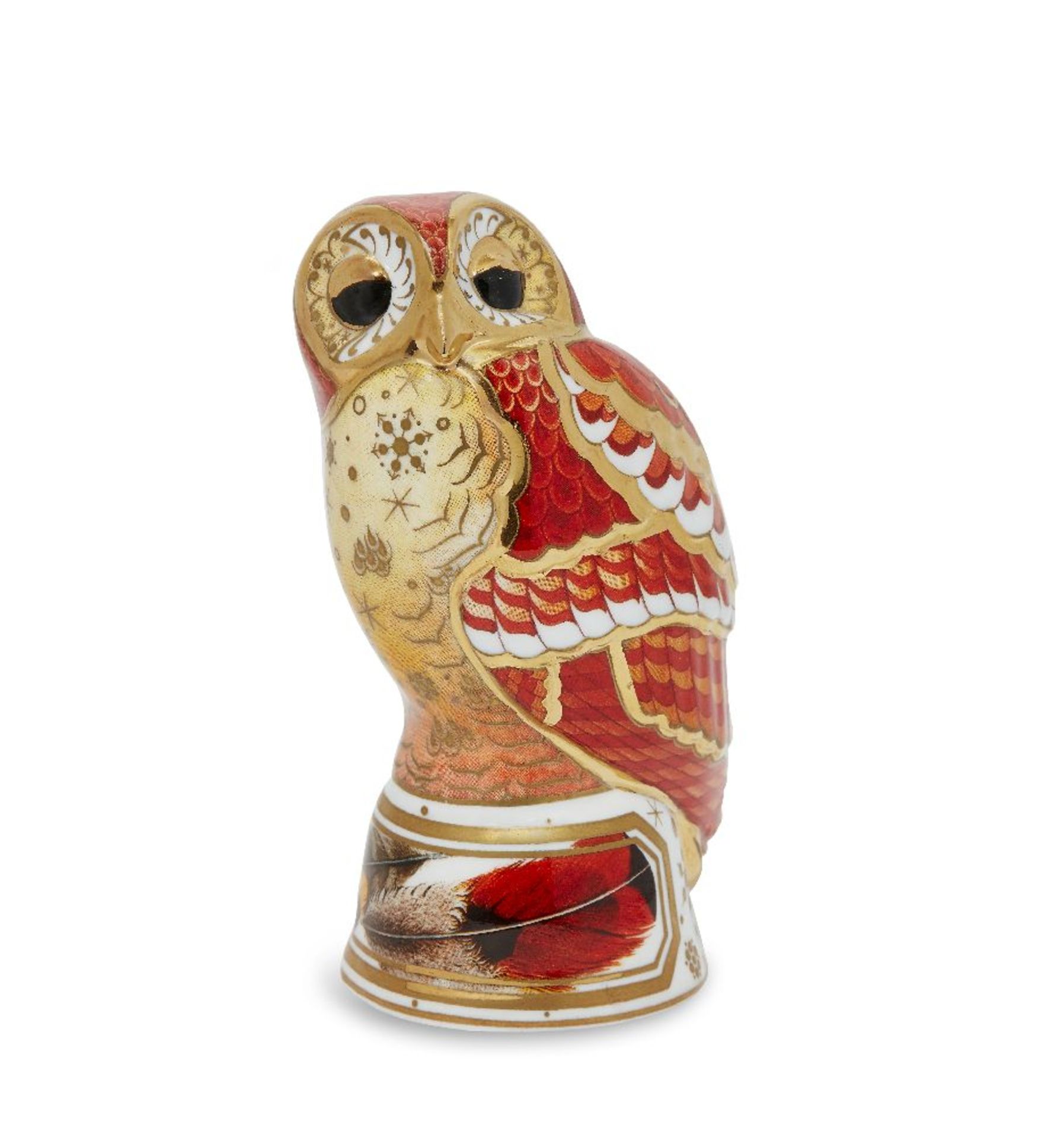 A Royal Worcester porcelain Imari candle snuffer modelled as a tawny owl, from The Connoisseur