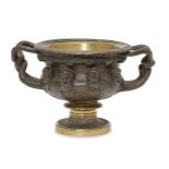 A French bronze model of the Warwick vase, late 19th century, after the antique, inscribed Societe