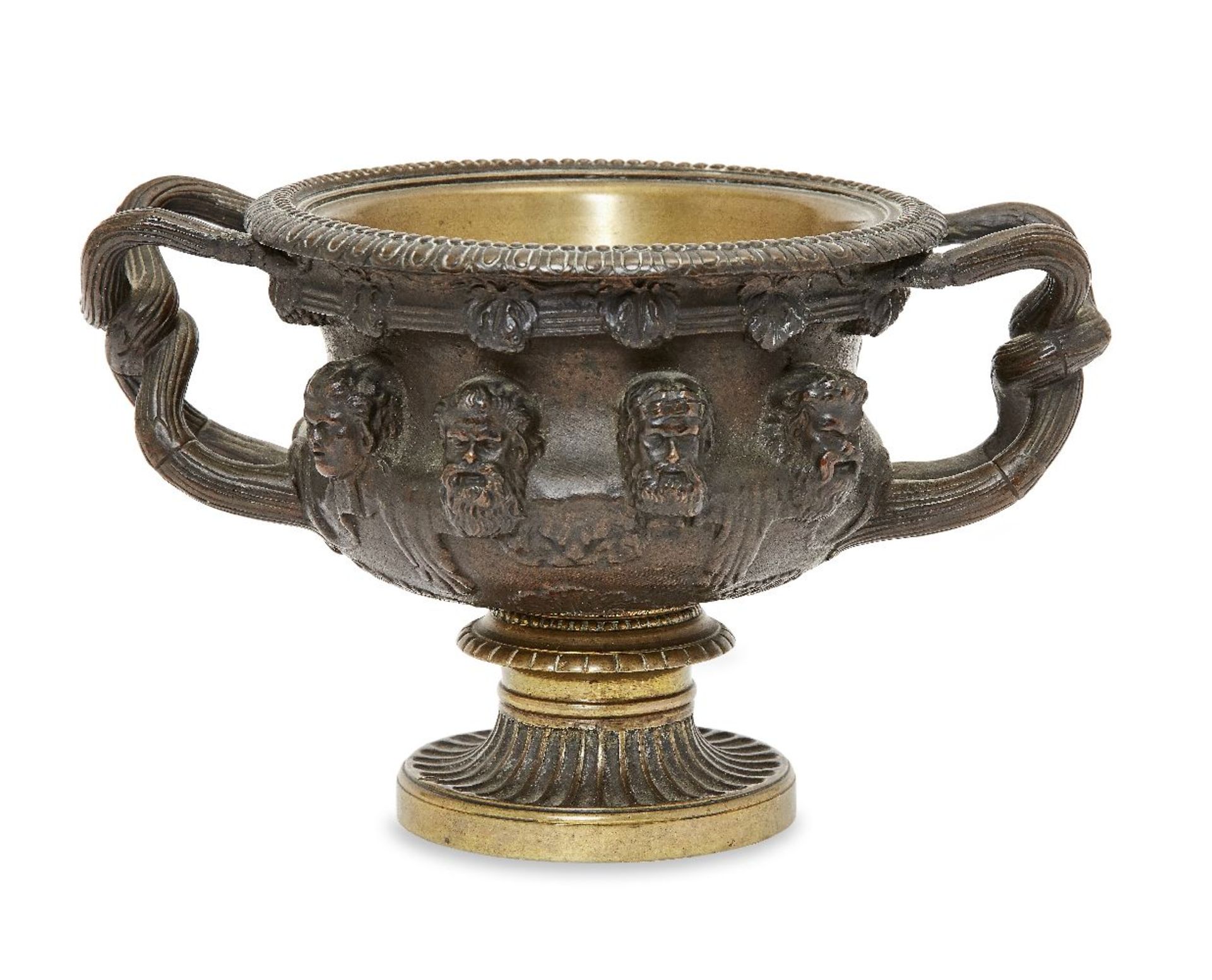 A French bronze model of the Warwick vase, late 19th century, after the antique, inscribed Societe
