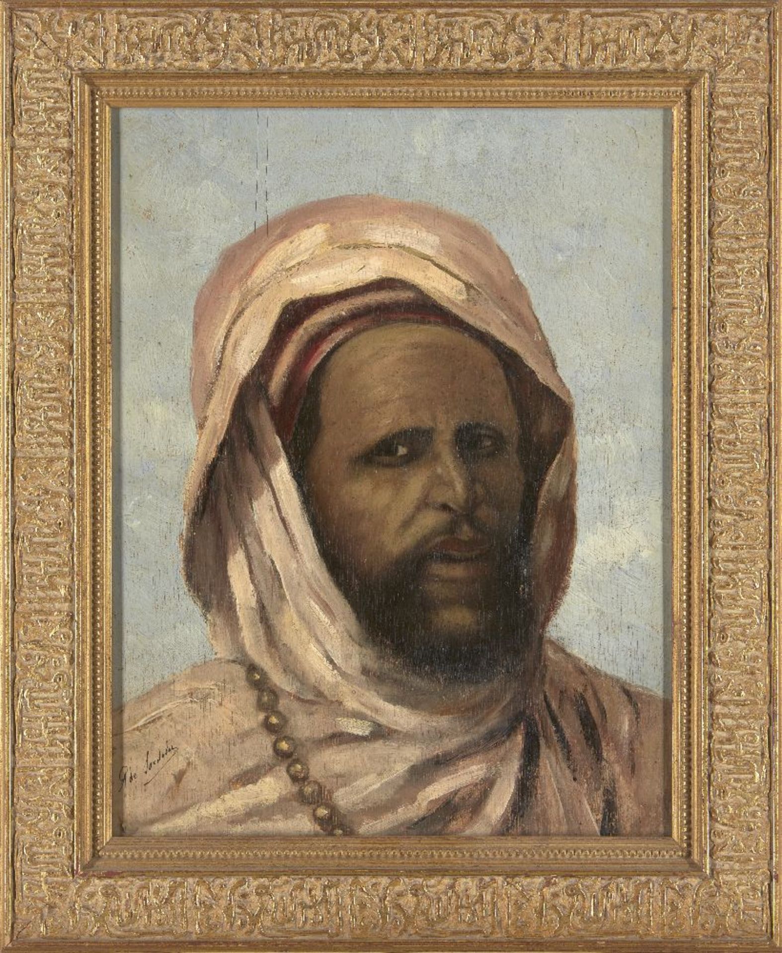 R de Saedelar, French, late 19th/early 20th century- Portrait of a North African man, head and - Bild 2 aus 3