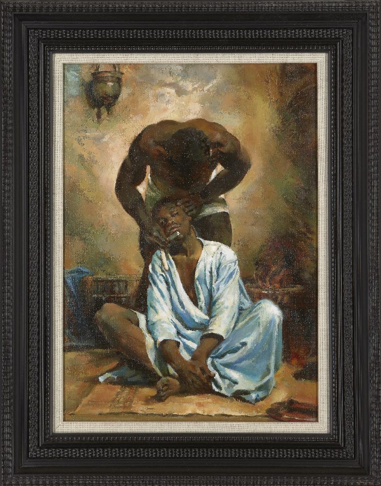 After Leon Bonnat, French 1833-1922- The Barber of Suez; oil on canvas, inscribed on the reverse, - Bild 2 aus 3