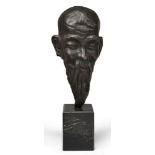 After Ernst Patris, French, 1909-1981, a bronze bust of a Chinese scholar, late 20th century, cast