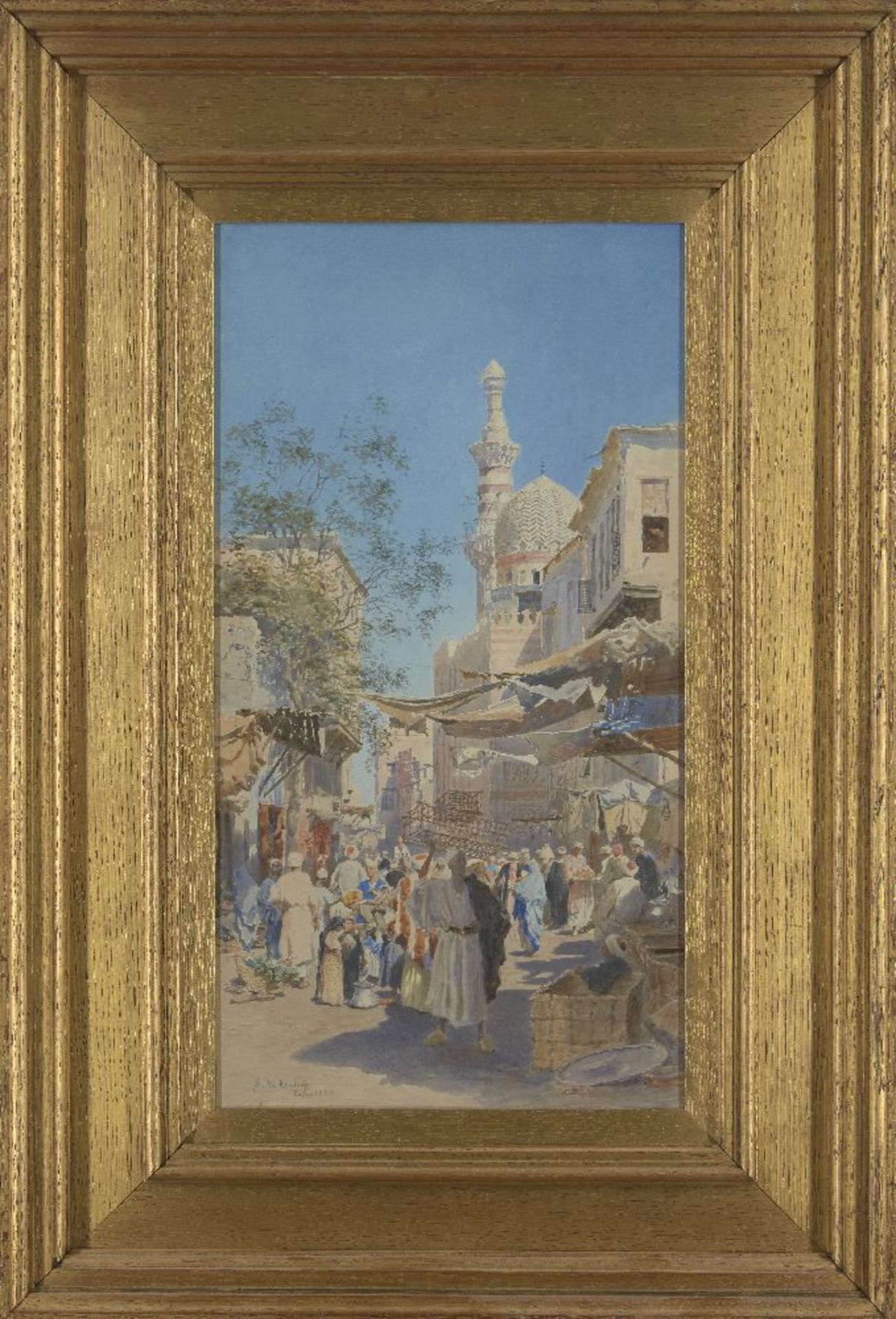 Aleksandr Nikolaev Volkov-Muromcov, Russian 1844-1928- Street scene, Cairo; watercolour, signed A - Image 2 of 3