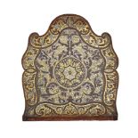An English brass and steel burr walnut marquetry panel, late 18th/early 19th century, possibly