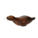 Jeff Soan, an articulated wood model of a seal, 1998, inset eyes and whiskers, signed to the back of