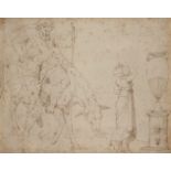 Italian School, 18th century- Mythological scene; pen and brown ink on paper, 19x23.5cmheld in a