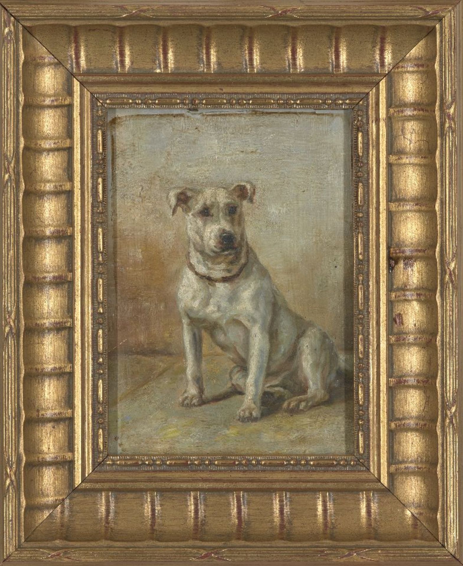 British School, late 19th/early 20th century- Study of a Bull Terrier; oil on panel, 16.5x11.5cm - Bild 2 aus 3