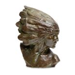 After Louis Sosson, active 1905-1930, French, a bronze bust of a native American, with cast