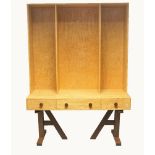 A birds-eye maple veneered dresser, late 20th century, adjustable shelving section, with