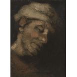 Leendert van der Vlist, Dutch 1894-1962- Head study of a man wearing a cloth cap; oil on canvas laid