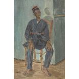 Forrest Hewit, British 1870-1956- Portrait of a North African boy, seated full-length on an