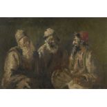 J Steventon, British, early 20th century- Portrait of three merchants; oil on canvas, signed, 15.